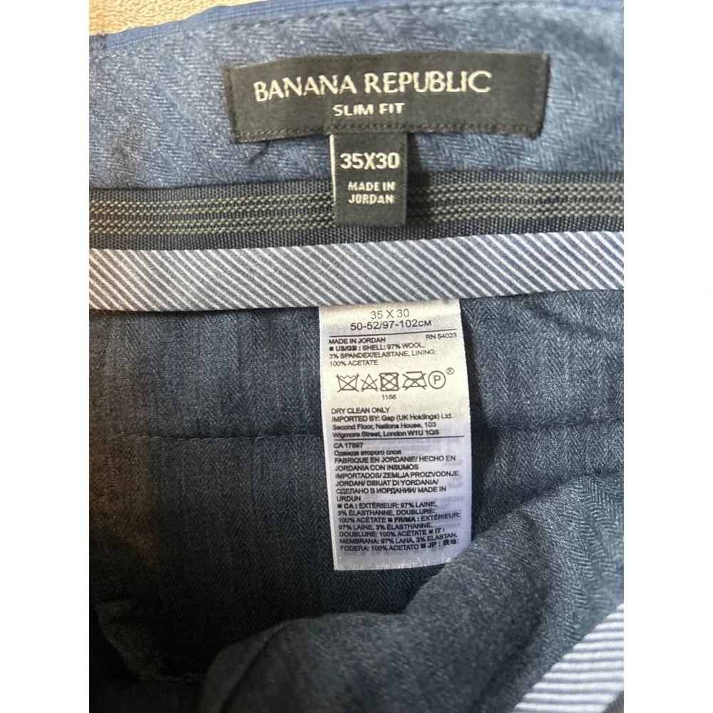 Banana Republic Slim Fit Navy Blue Wool‎ Blend Dress Pants Mens 35x30 Trousers